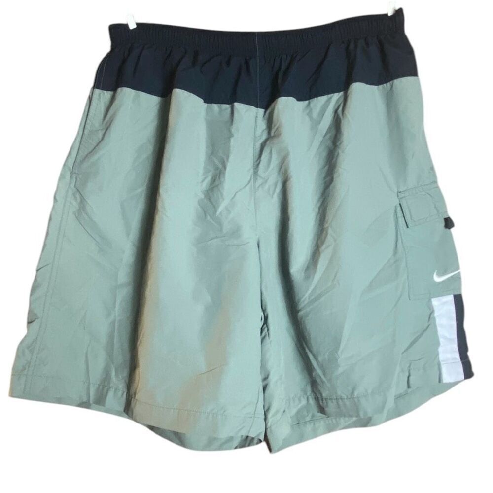 Nike Mens Gray Black Swoosh Logo Cargo Athletic Shorts Size XL